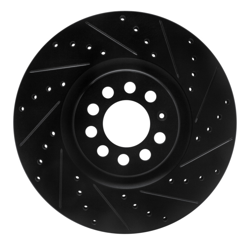 Audi TT Brake Rotor (1) - Front Right - R1 Concepts - Drilled & Slotted - Black - `00-`06